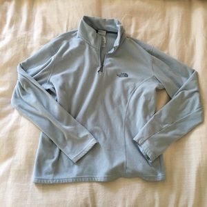 North face light blue quarter zip fleece